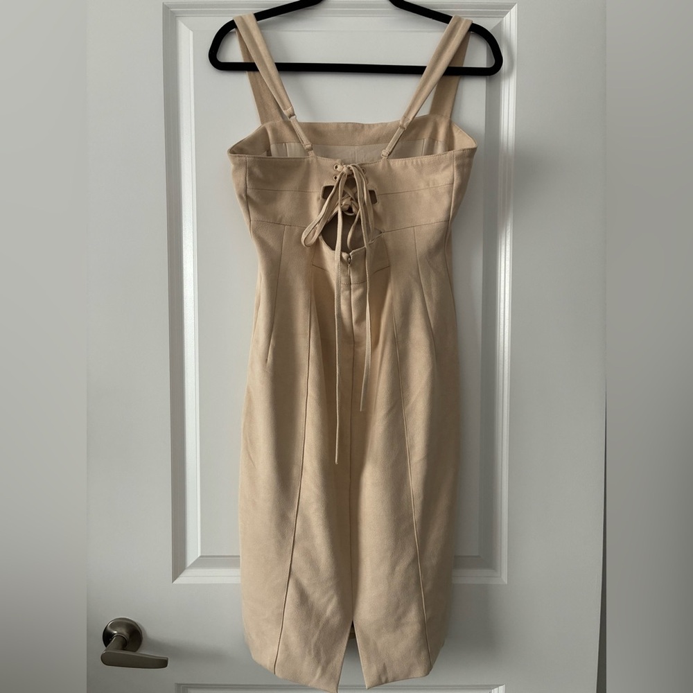 Guess Size 10 Sleeveless Back Lace-Up Knee-Length Suede Dress